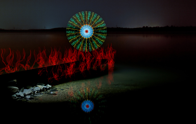 Lightpainting See Steg Spiegelung Cult Kult Art Kunst